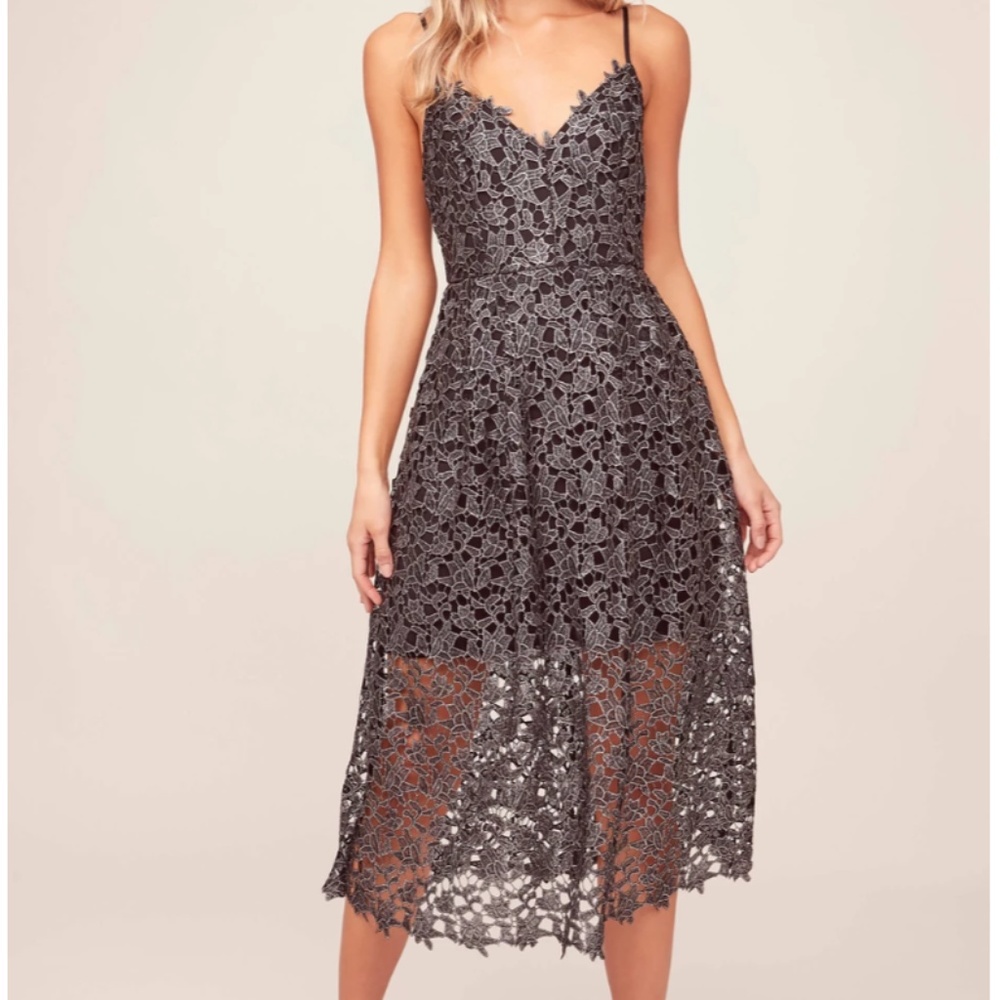 LACE A LINE MIDI DRESS